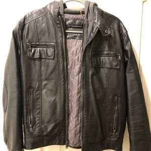 Faux leather Calvin Klein hooded jacket